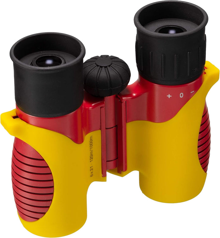 Bresser Junior Kinderfernglas 6x21 Schwarz-Rot-Gold mit gummierter Oberfläche, Dioptrienausgleich, M