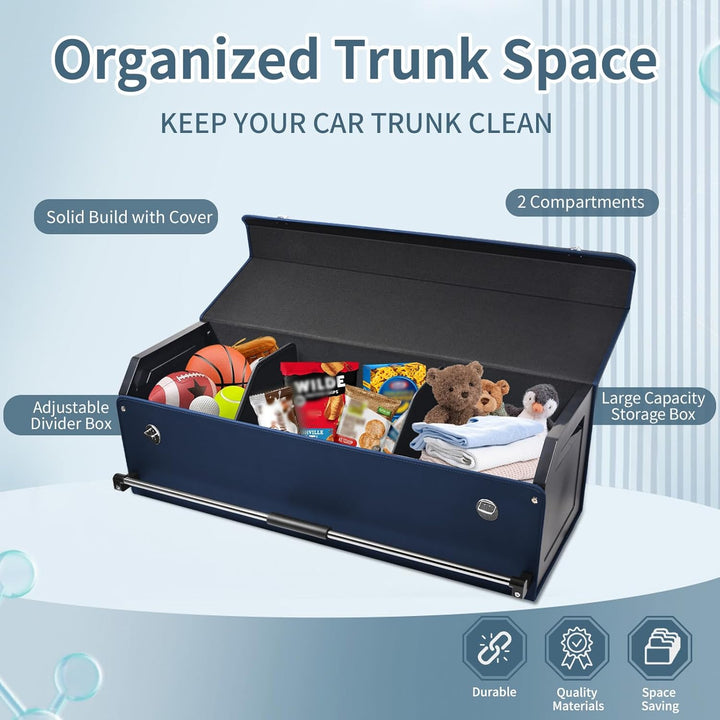 Auto Kofferraum Organizer mit Deckel – Multifunktionale Leder-Aufbewahrungsbox und Stabiler Griff, P