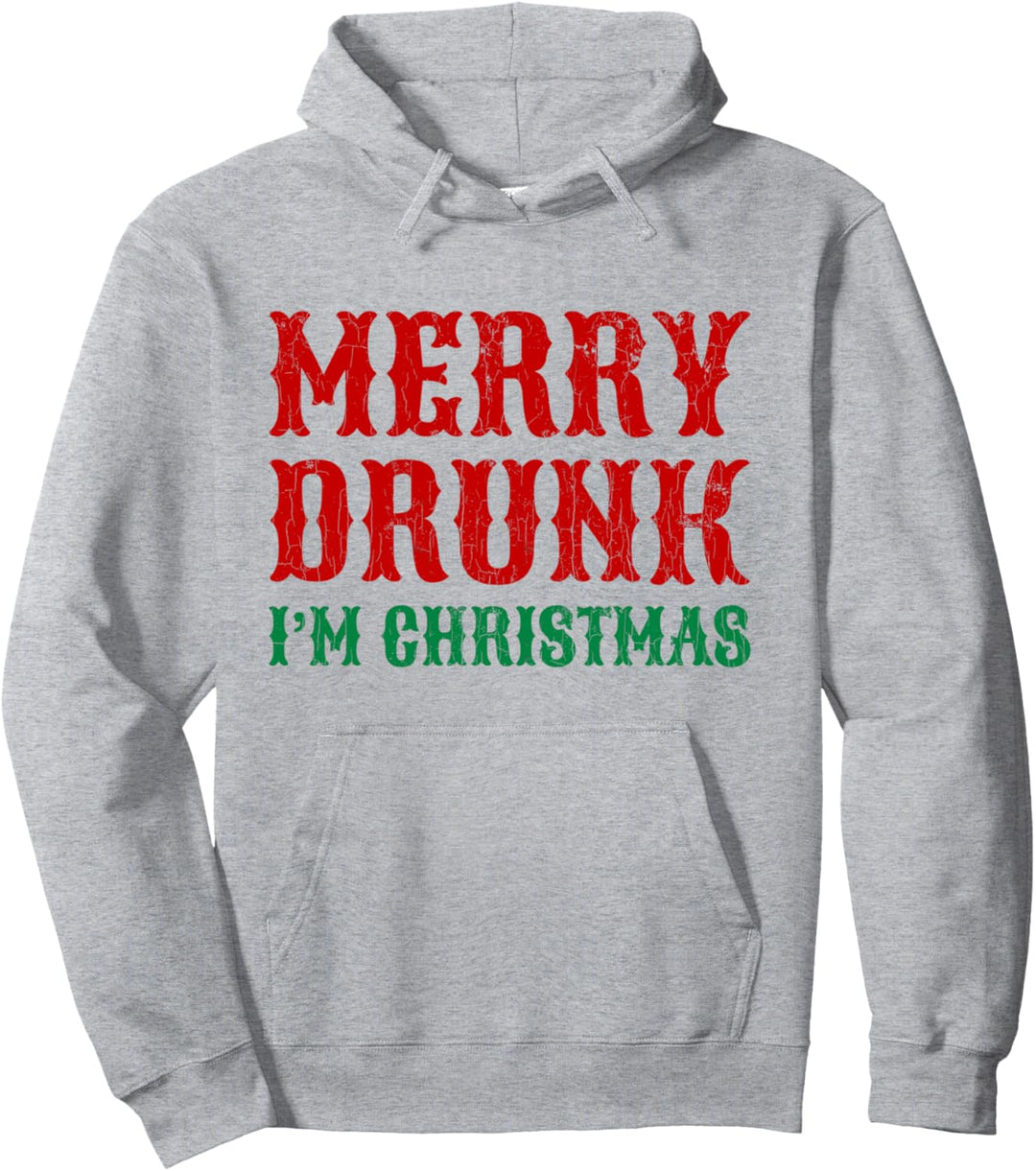 Merry Drunk I'm Christmas Lustiger Weihnachtsmann Rentier Grafik Pullover Hoodie