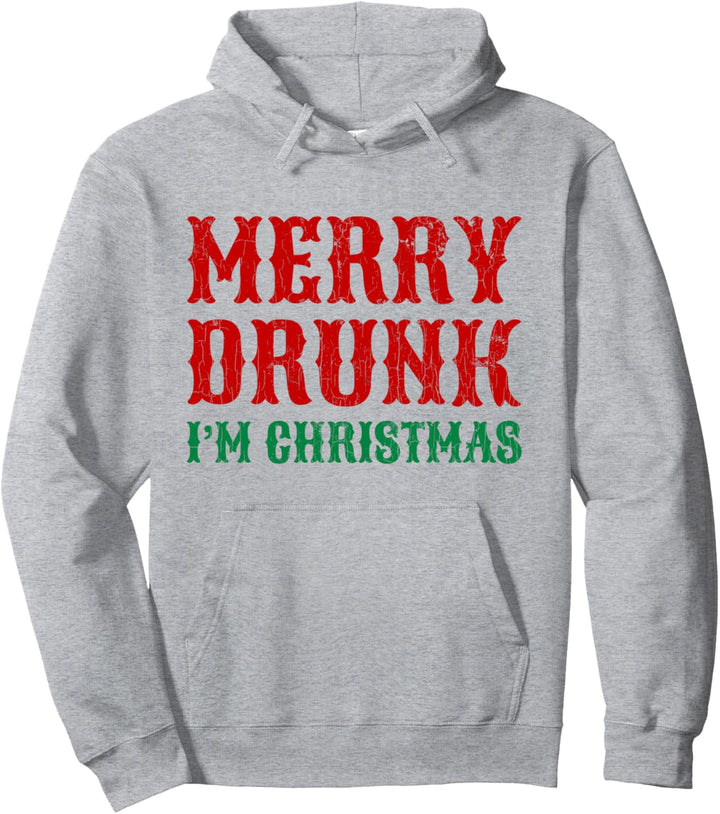 Merry Drunk I'm Christmas Lustiger Weihnachtsmann Rentier Grafik Pullover Hoodie