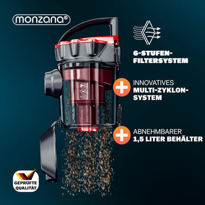 Monzana® Zyklon Staubsauger Beutellos 900 Watt 1,5L Staubbehälter Haushalt Bodenstaubsauger inkl. Zu