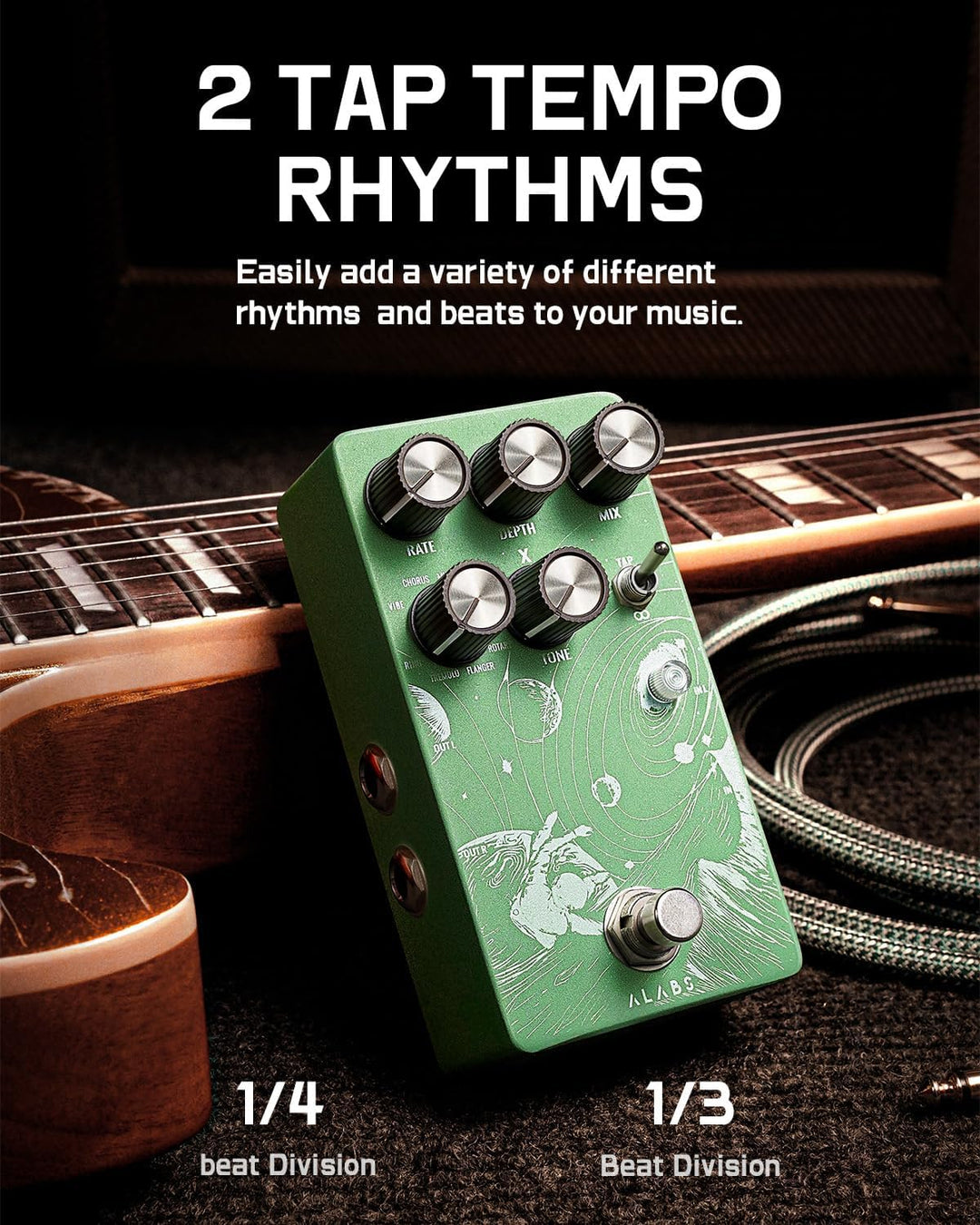 ALABS NOVADRIFT Modulation Pedals Für E Guitar, Gitarren Pedal mit 9 Stereo Mod Effects, Effektgerät