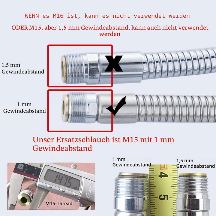 Ersatzschlauch für Küchenarmatur, ausziehbar, 1,5 m Grau 1.5 meters, Grau 1.5 meters