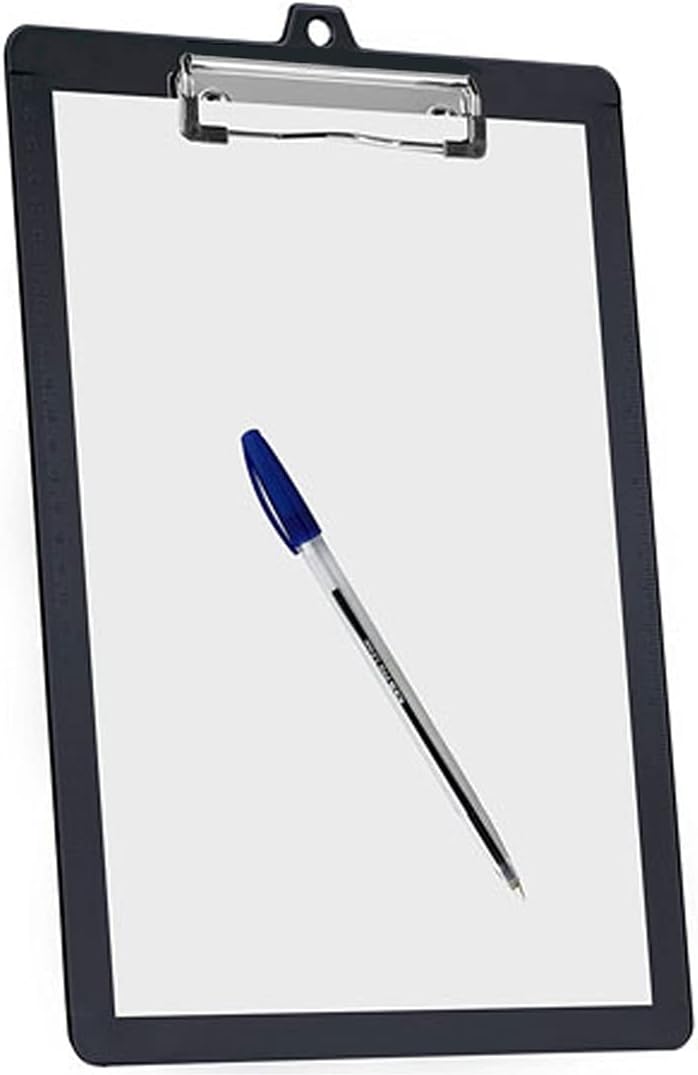 Acrimet Klemmbrett A4 (34 cm x 24 cm) Flacher Metallklammer mit seitlichen Linealen (Schwarz Farbe)