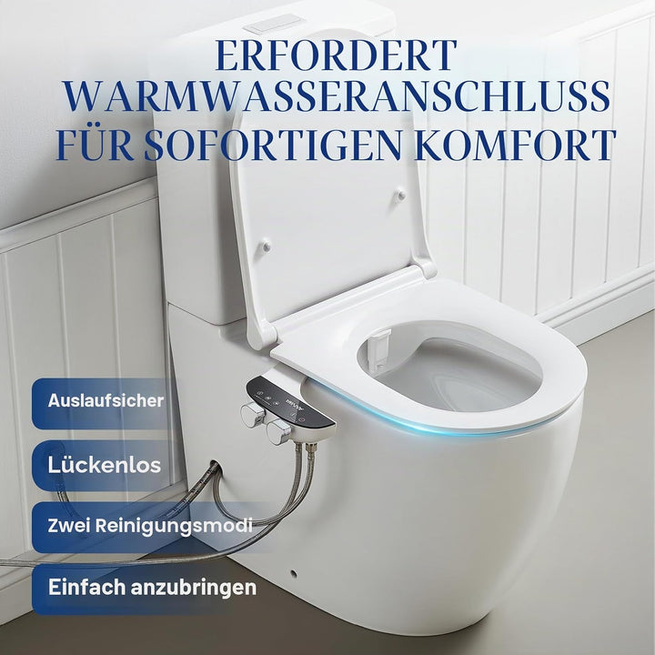 Bidet Aufsatz für Toilette, Cold/Heiss Water Bidet Dusch-WC,mit Einziehbare selbstreinigende Doppeld