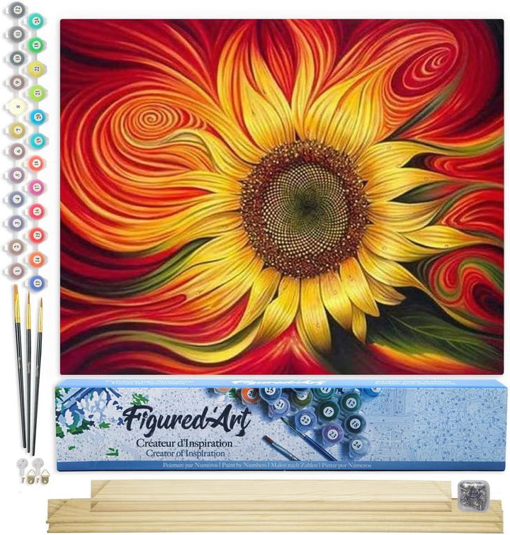 Figured'Art Malen Nach Zahlen Erwachsene Mit Rahmen Künstlerische Sonnenblume - Paint by Numbers Bas