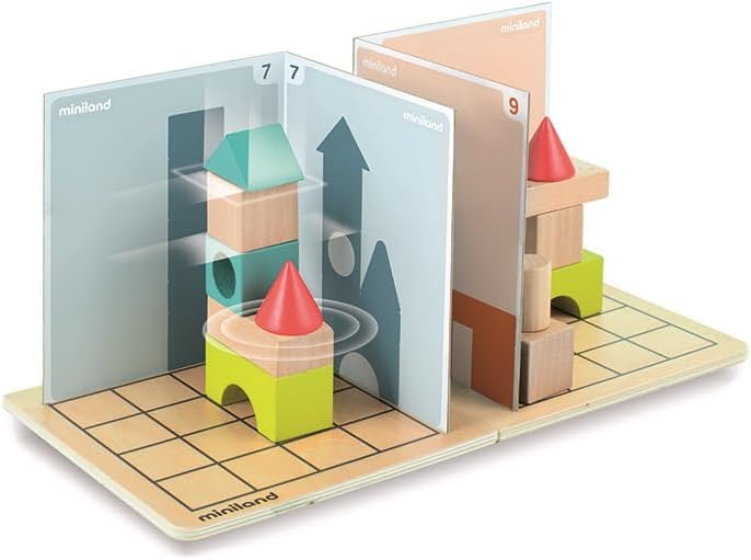 Miniland – Shapes & Shadows: Lernspiel zur räumlichen Logik, bei dem aus 2D-Schatten 3D-Figuren geba