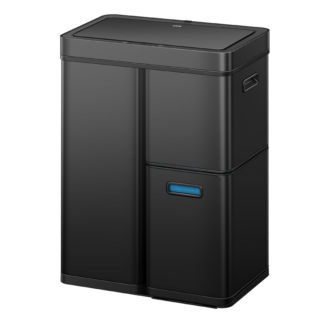 EKO Mirage Plus Mülleimer mit 3 Fächer, 2 x 15 L und 30 L, Recycler Mülleimer mit Sensor, 3 Kunststo