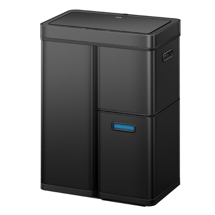 EKO Mirage Plus Mülleimer mit 3 Fächer, 2 x 15 L und 30 L, Recycler Mülleimer mit Sensor, 3 Kunststo