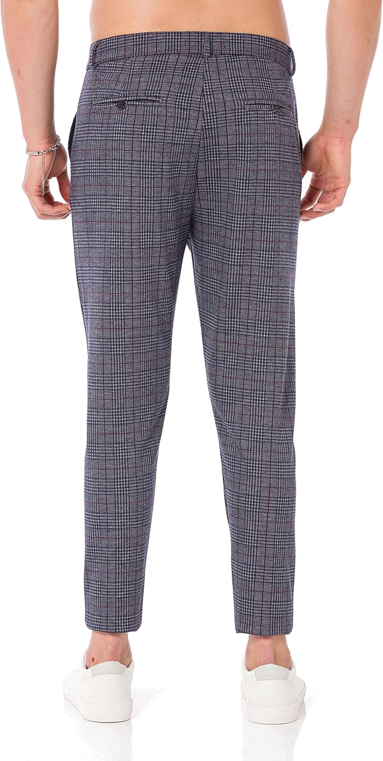 Redbridge Herren Jogginghose im Chino Hosen Style Jogger Hose Freizeithose kariert S Navyblau-grau,