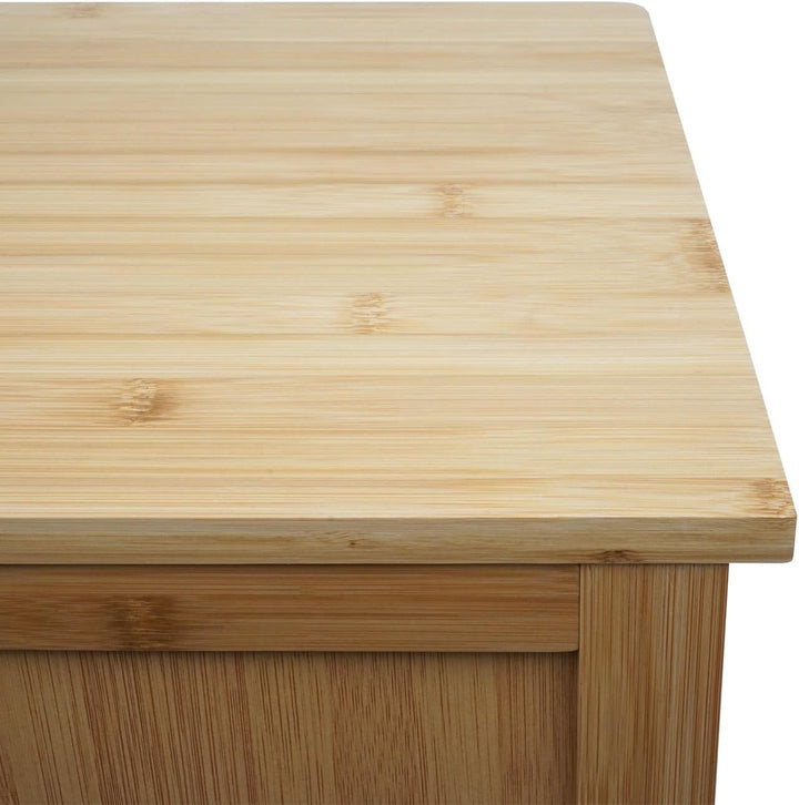 Badezimmerschrank HWC-B18, Regal Kommode, 4 Türen Bambus 100x50x30cm