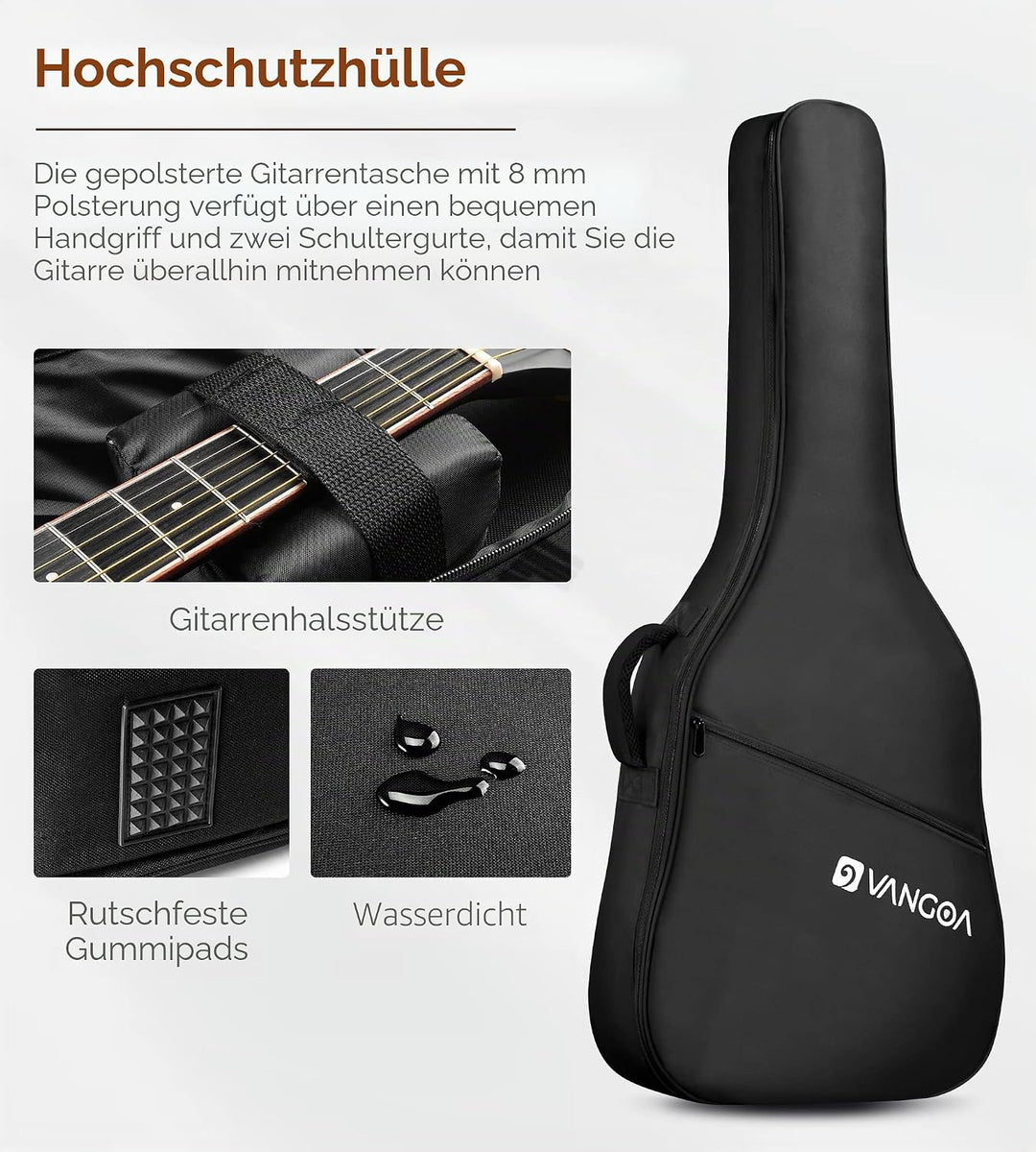 Vangoa 4/4 Linkshändig Gitarre Elektro Akustische Westerngitarre für Linkshänder mit 4-Band-Equalize