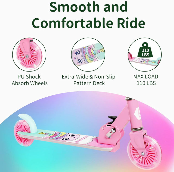 BELEEV V2 Roller Kinder Scooter 6 Jahre, Upgrade mit LED Leuchtenden Rädern, Lenksäule und Deck, Höh