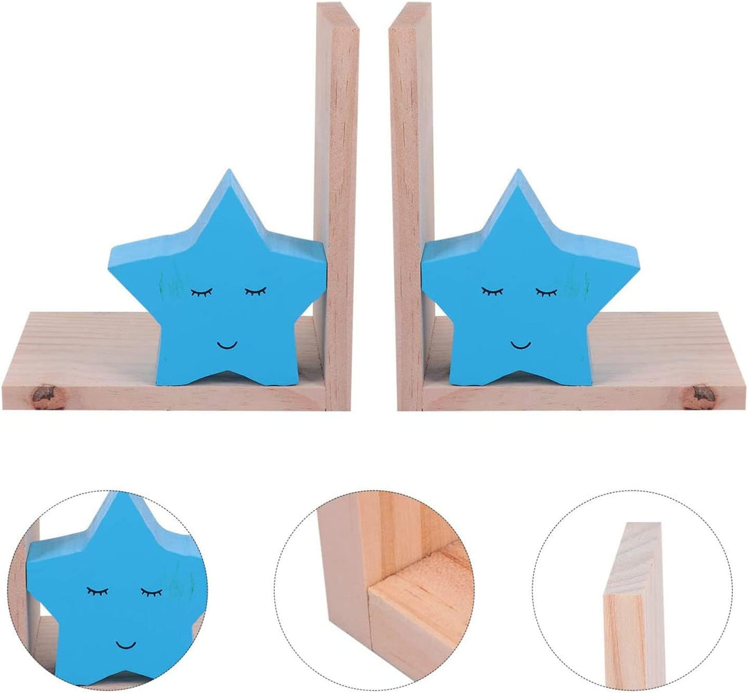 Nacnic Dekorativer Kinderbuchhalter mit blauem Sternen Design | Kinderbuchhalter im nordischen Stil