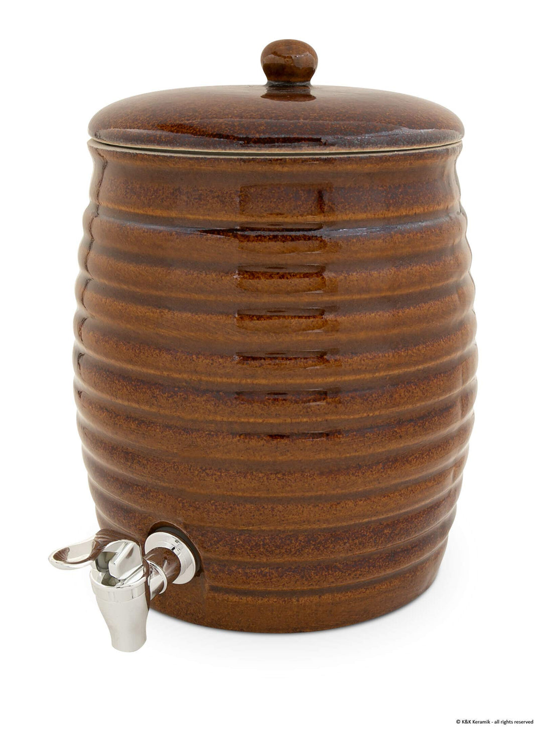 KERAZO Getränkespender, Fass, Rumtopf, Gefäss zur Fermentation von Kombucha inkl. Zapfhahn 6,0L, bra