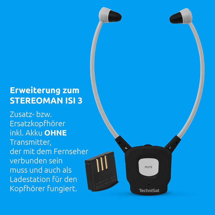TechniSat STEREOMAN ISI 3 - Kopfhörer (Zweithörer, kabelloser Stereo-Funkkopfhörer inkl. Akku, ohne