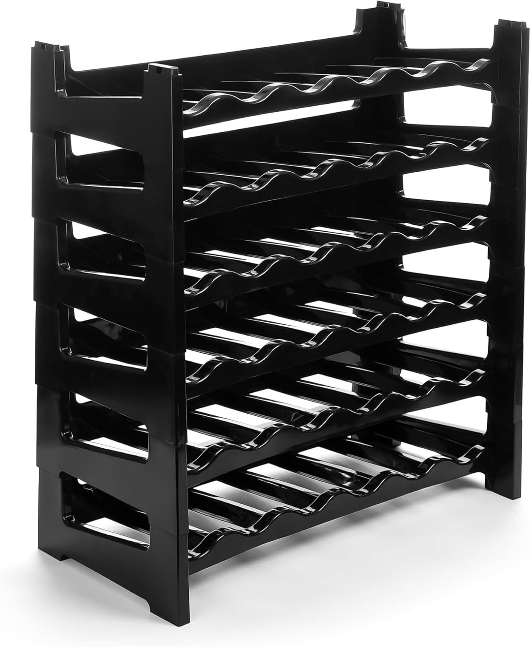 BigDean Flaschenregal stapelbar für 36 Flaschen Weinregal aus Kunststoff Schwarz Getränkeregal Flasc