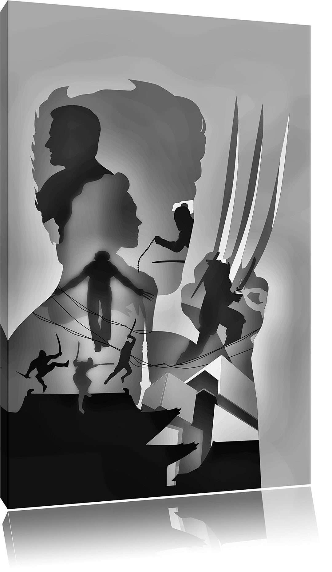 Monocrome, Wolverine, Format: 100x70 auf Leinwand, XXL riesige Bilder fertig gerahmt mit Keilrahmen,