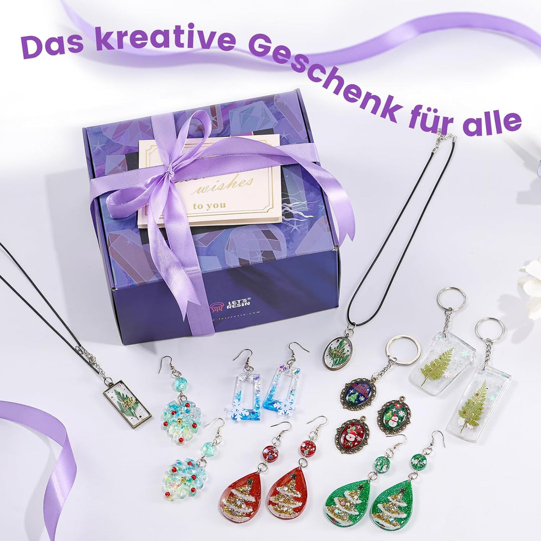 LET'S RESIN UV Resin Set mit UV Lampe, 153Pcs UV Kleber mit Lampe Set, UV Harz Set für Schlüsselanhä