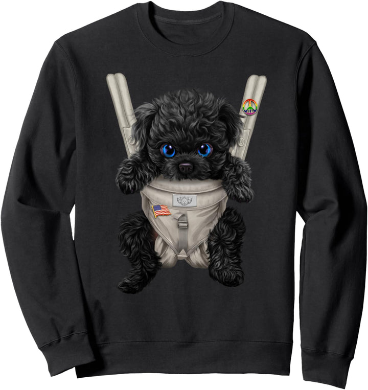 Schwarzer Pudelhund in der Babytrage Sweatshirt