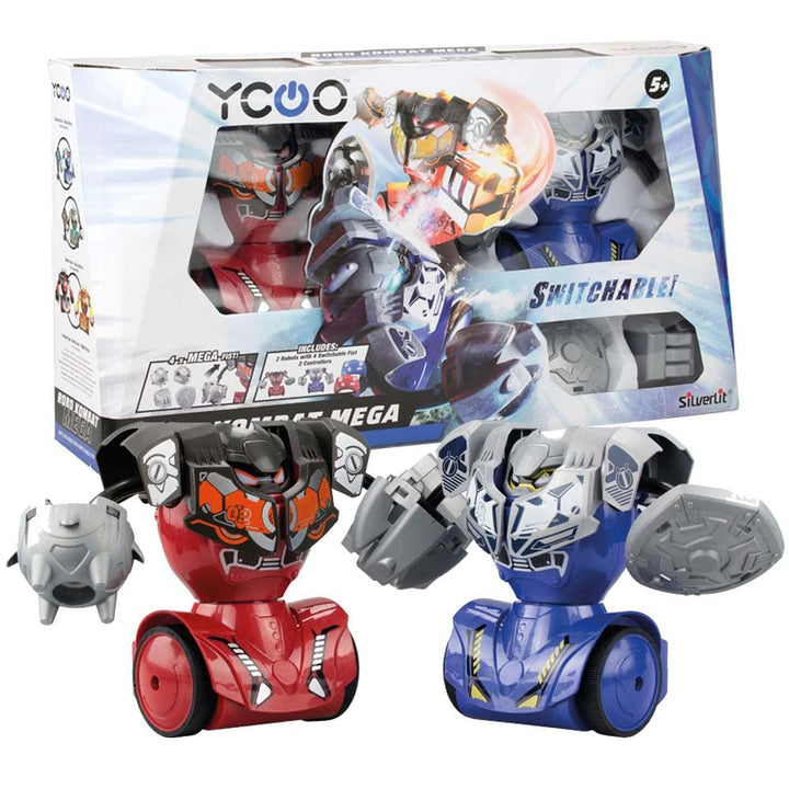 YCOO 2 x Kombat Mega-Roboter, ferngesteuert, 16 cm, austauschbare Fässe, Spielzeug mit Soundeffekten