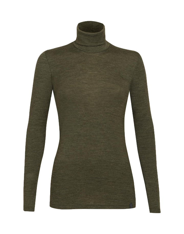 Dilling Damen Rollkragenshirt aus Merinowolle 36 Dunkelgrün Meliert, 36 Dunkelgrün Meliert