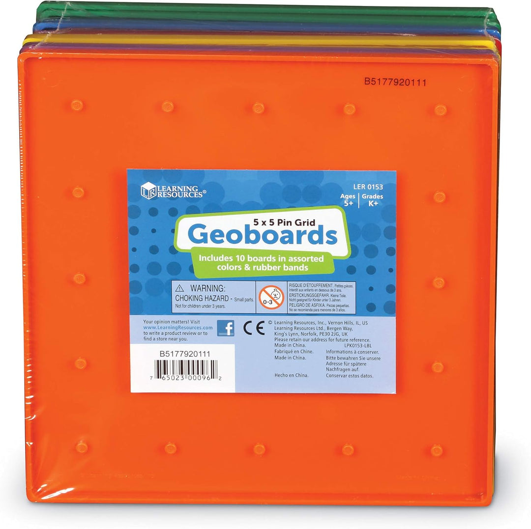 Learning Resources Geoboard Geometriebrett 5x5 Stifte Set mit 10 Stück ab 5 Jahren Mathematik Lernsp