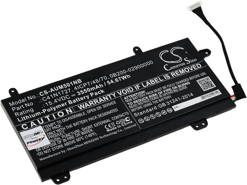 Akku kompatibel mit Asus Typ C41N1727, 15,4V, Li-Polymer