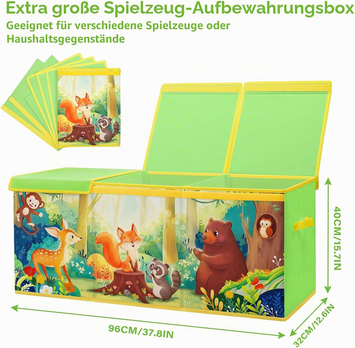 Extra Gross Aufbewahrungsbox mit Deckel Kinder, Zusammenklappbare Oxford-Spielzeugkiste mit Griff fü