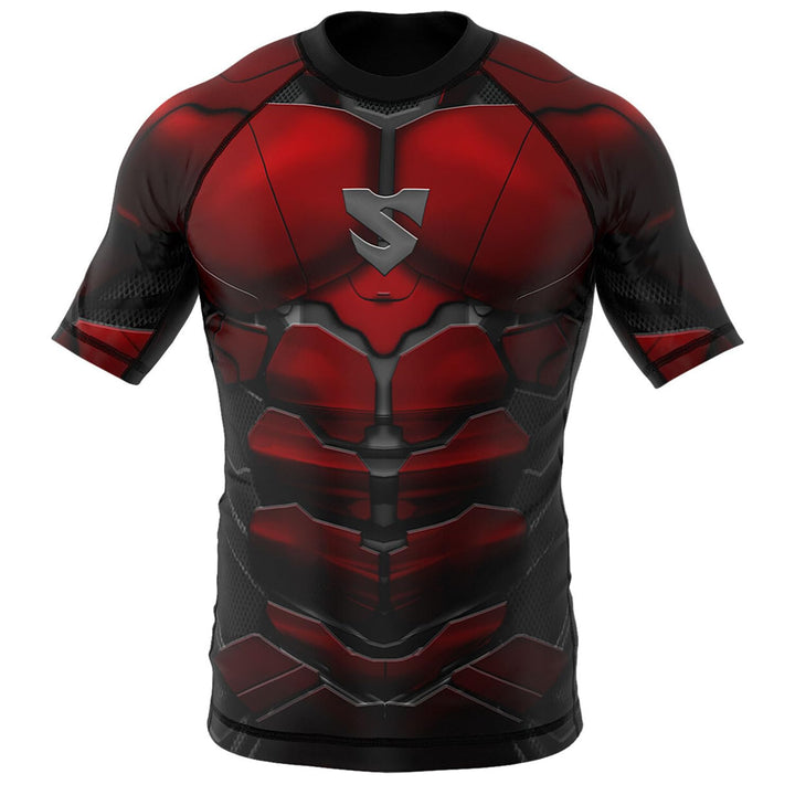 SMMASH Funktionsshirt Herren Rashguard Kurzarm Sportshirt MMA Thaibox Muay Thai Kickboxen Atmungsakt