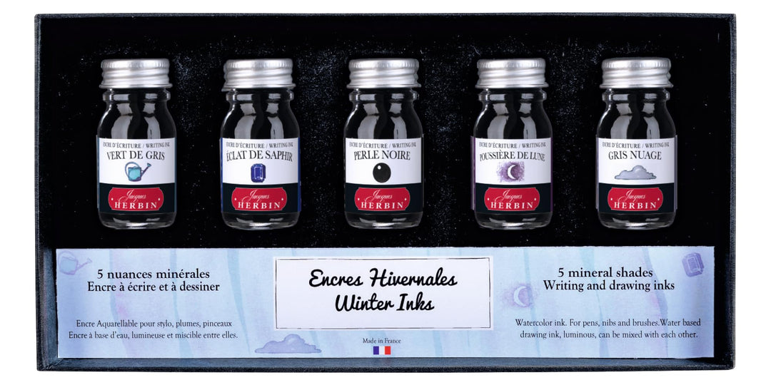 J.Herbin 18504T Tintenset mit 5 Tintenflakons (10ml, ideal für Zeichnen und Kalligraphie, Winter) 1