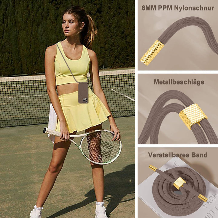 Handyband für iPhone 16 Pro Hülle mit Band [Kompatibel mit Magsafe] Flüssig Silikon Magnetische Schu