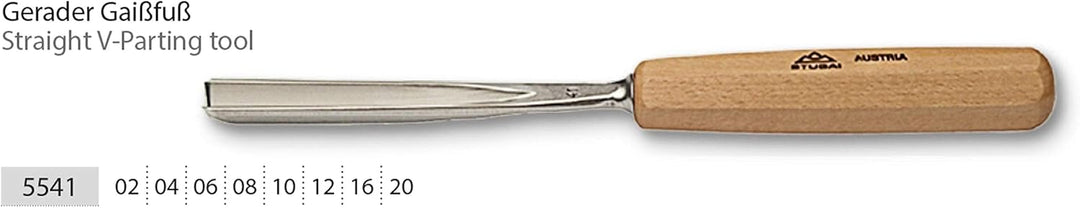 Gerader Geissfuss Stubai 2mm Stich 41und 60°, lange Form poliert 554102, V-förmigen Schneide, sowohl