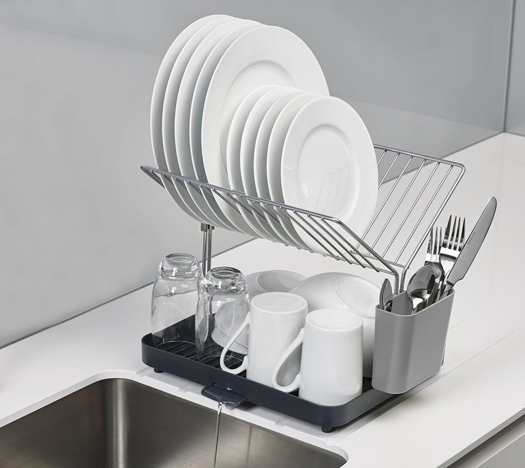 Joseph Joseph Y-Rack - Platzsparendes 2-stufiges Abtropfgestell mit selbstentleerendem Utensilientop