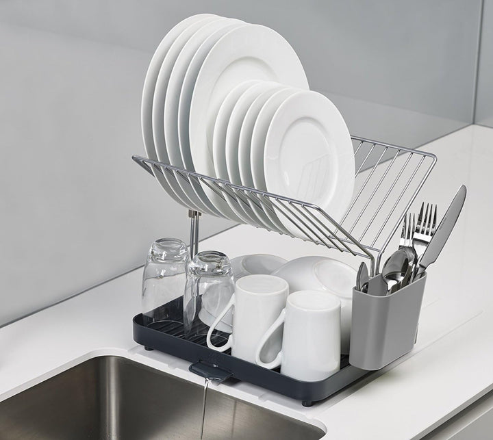 Joseph Joseph Y-Rack - Platzsparendes 2-stufiges Abtropfgestell mit selbstentleerendem Utensilientop
