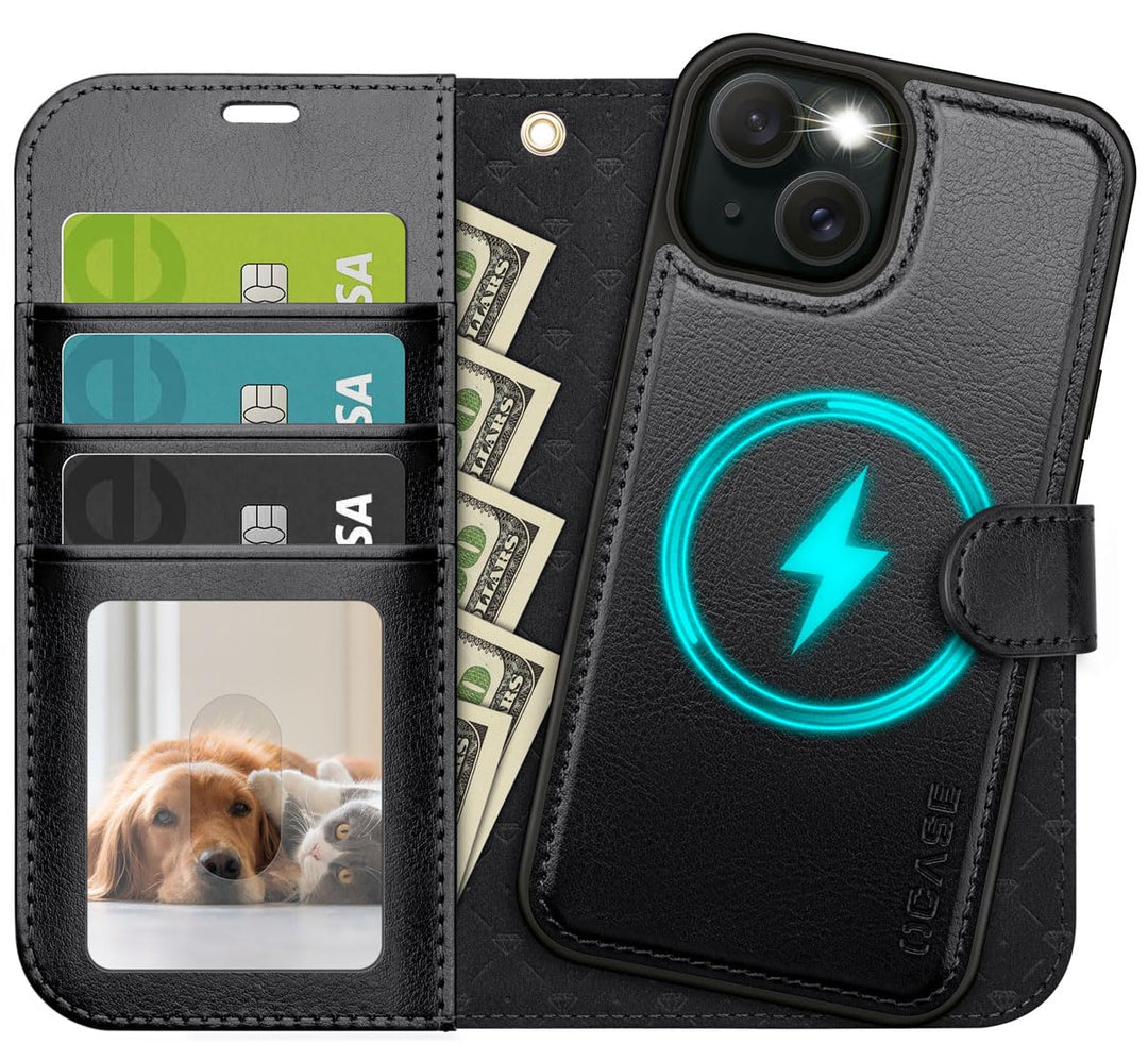 OCASE Kompatibel für iPhone 14 Hülle (2in1) Leder Stossfestes Case, Abnehmbare magnetische, Mit Hand