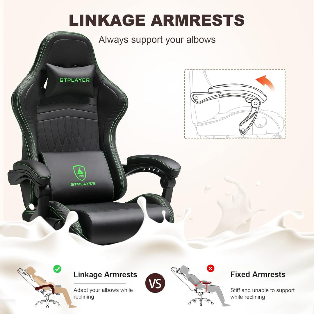 GTPLAYER Gaming Stuhl, Ergonomischer Gaming Sessel Schreibtischstuhl PC Gamer Racing Stuhl mit Fusss