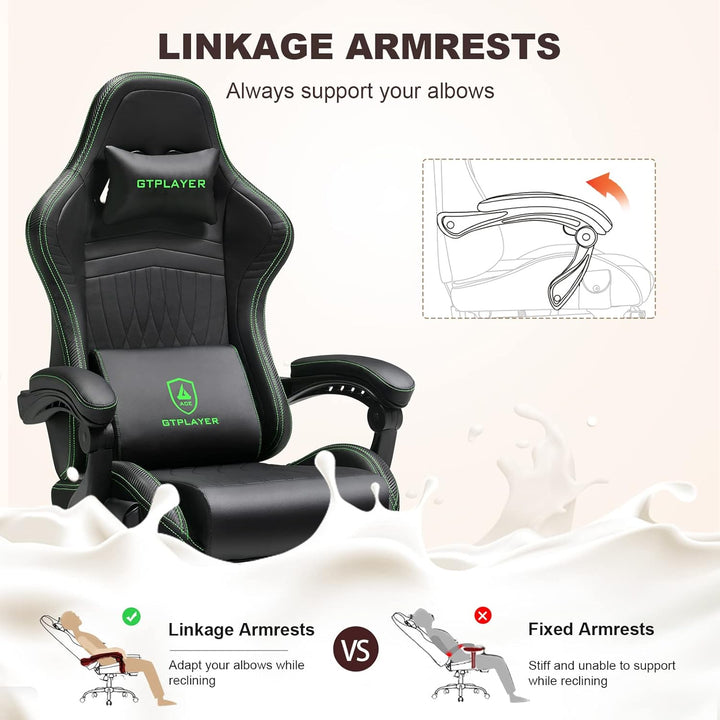 GTPLAYER Gaming Stuhl, Ergonomischer Gaming Sessel Schreibtischstuhl PC Gamer Racing Stuhl mit Fusss