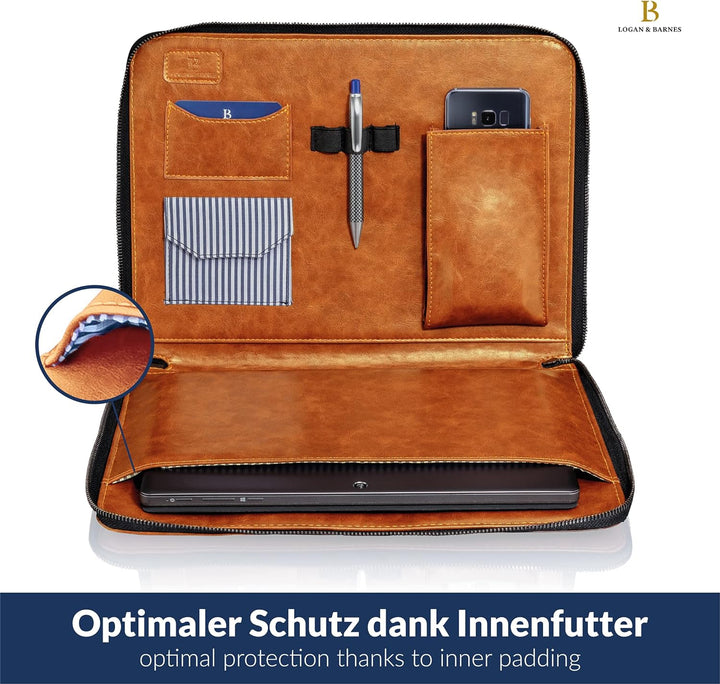 LOGAN & BARNES Laptop Hülle Herren - Elegante Laptop Tasche mit angenehmer Innenpolsterung - schlank