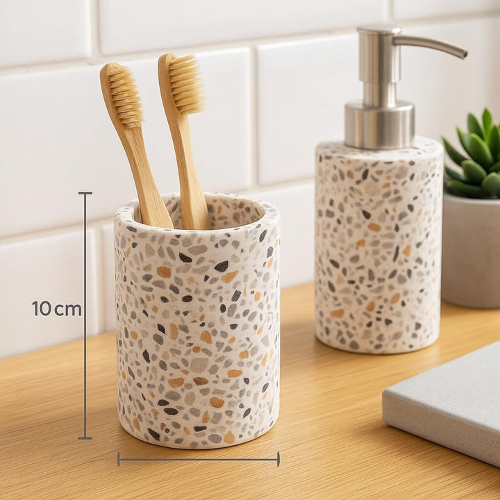Badezimmer-Bürstenhalter weiss Granit-Effekt elegant 10 cm Modell 38, Modell 38
