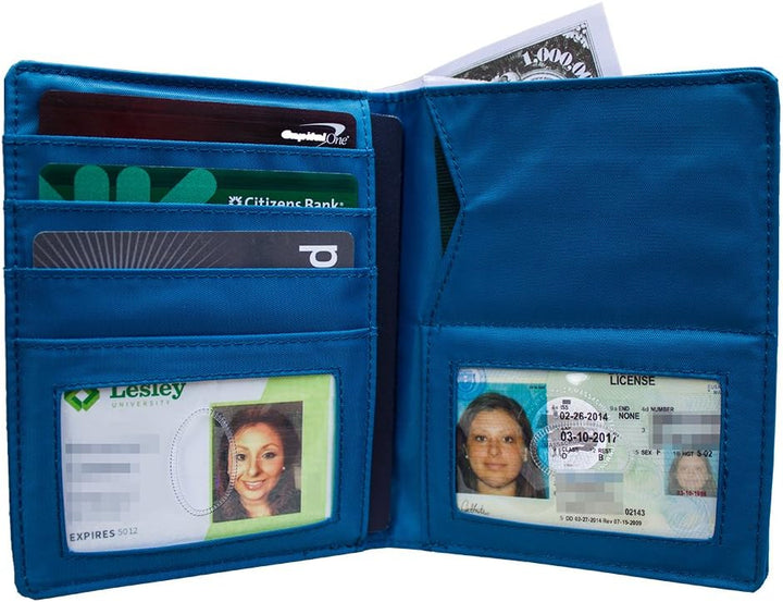 Big Skinny RFID-Blockierendes Traveler Slim Wallet für bis zu 20 Karten und 4 Pässe Ozeanblau, Ozean