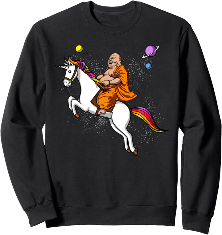 Buddha Reitet Auf Einhorn Zen Yoga Meditation Namaste Party Sweatshirt