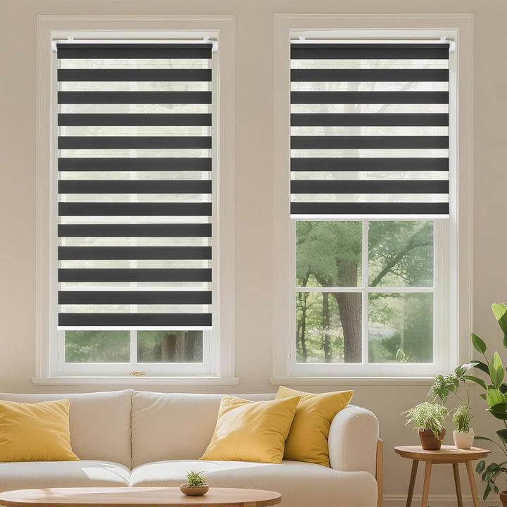 Allesin Doppelrollo schnurlos Klemmfix ohne Bohren Duo Rollos für Fenster & Tür, 90x120cm (BxH) Anth