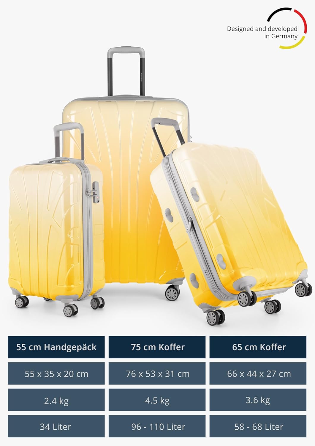suitline - Hartschalen-Koffer Koffer Trolley Rollkoffer Reisekoffer, TSA, 66 cm, ca. 58 Liter, PC gl