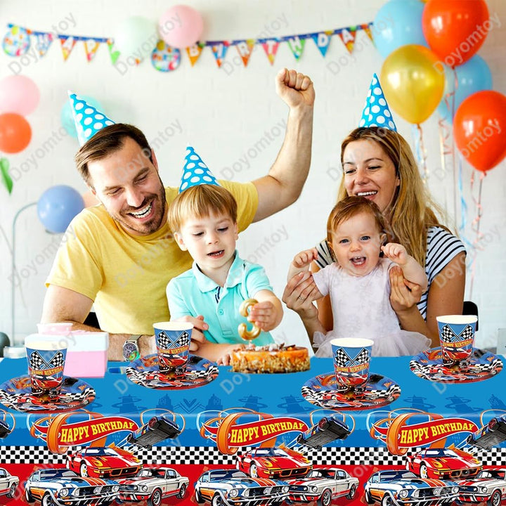 Rennwagen Geburtstag Deko,Doyomtoy 61 Stück Partygeschirr Rennauto Geburtstag Party Set Geburtstagst