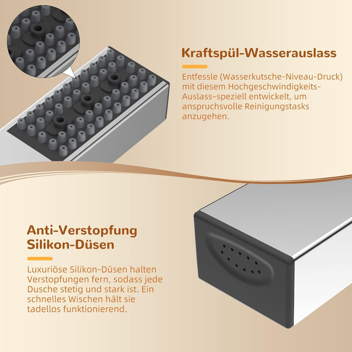Hibbent 4-fach Edelstahl-Handbrause, Hoher Druck, Robust, 4 Sprühmodi (Wassersparend/Kraft-Nebel/Reg