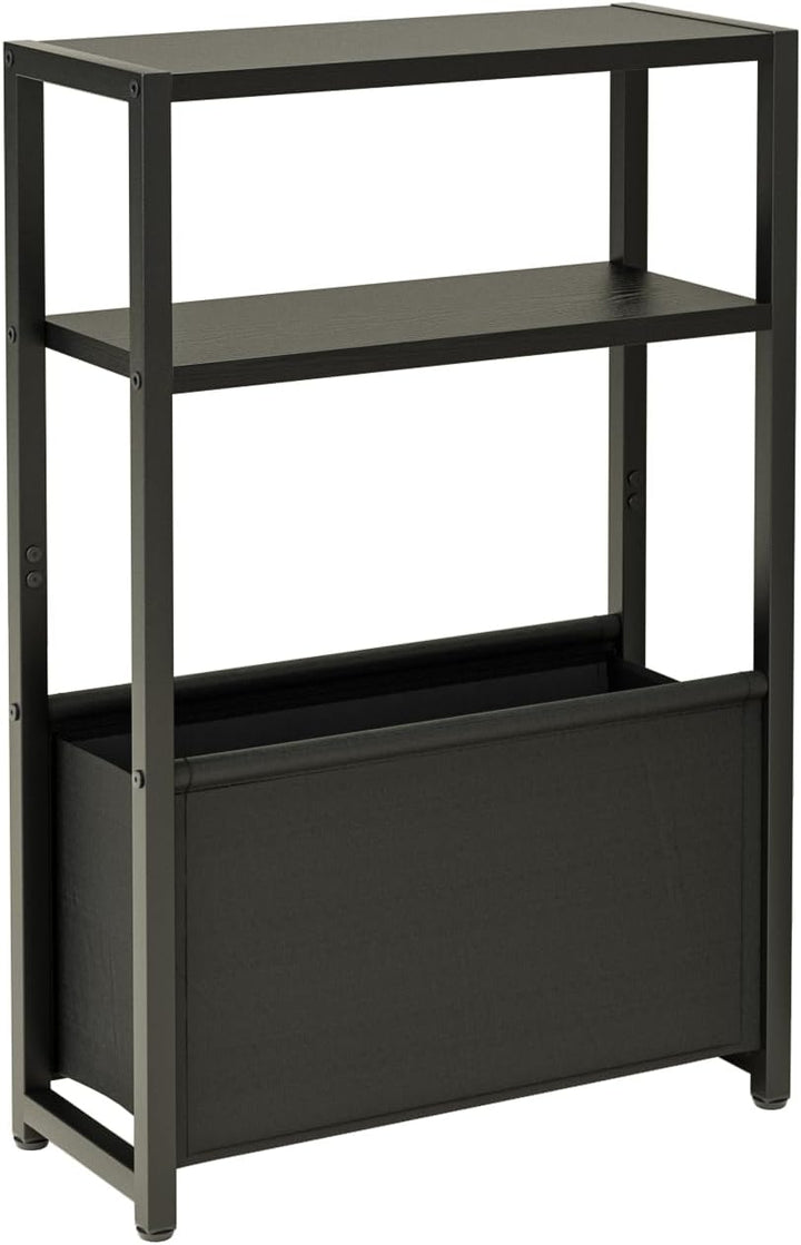 Beistelltisch mit Stauraum, 3-stufiger Schmaler Beistelltisch mit Beutel, schmaler Nachttisch, Klein