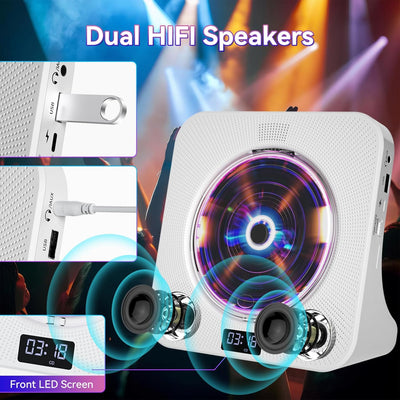 Qoosea Desktop CD Player Bluetooth CD-Spieler mit Lautsprechern für Zuhause Tragbarer CD-Player mit