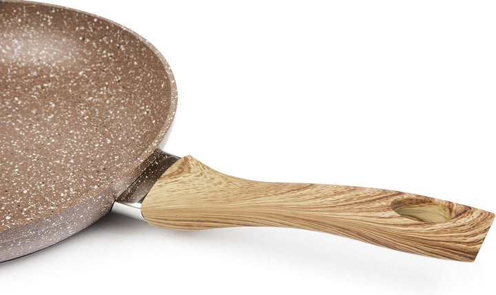 Excelsa Wood & Stone Pfannenset mit 2 Kochtöpfen, Aluminium geschmiedet mit Antihaftbeschichtung