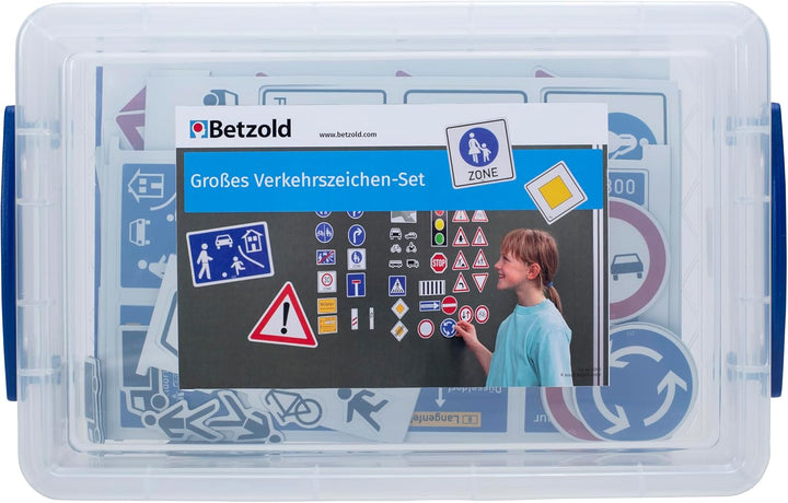 Betzold - Verkehrszeichen-Set Kinder magnetisch 218 Teile Verkehrsschilder Magnet Tafel